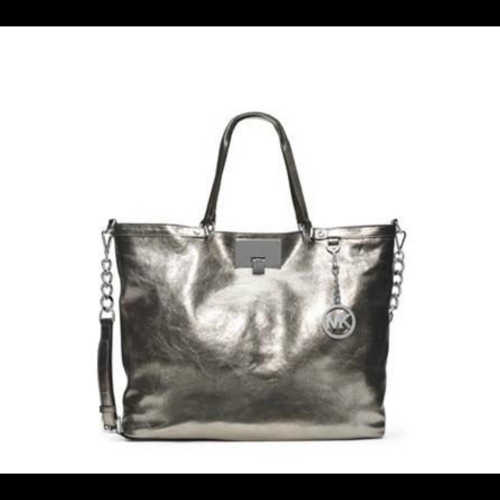 NWT!! Michael Kors CHANNING leather tote bag.  Beautiful nickel color.